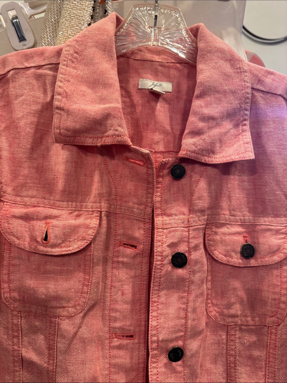 J. Jill Pink Button-Front Linen Jacket - Picture 4 of 6